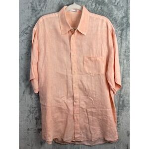 120% Lino Michel Axil Paris Shirt Mens 2XL Peach 100% Flax Linen Quiet Luxury